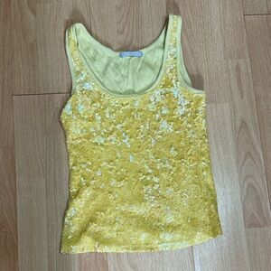 Vintage Sequin Yellow Tank Top